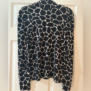Ann Taylor Mock Turtleneck Black and White Animal Print Top